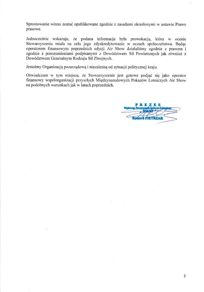 Wniosek o opublikowanie sprostowania